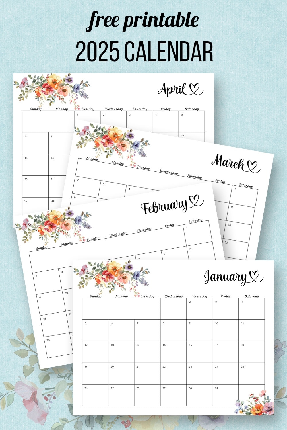 Free Printable Downloadable 2025 Calendar