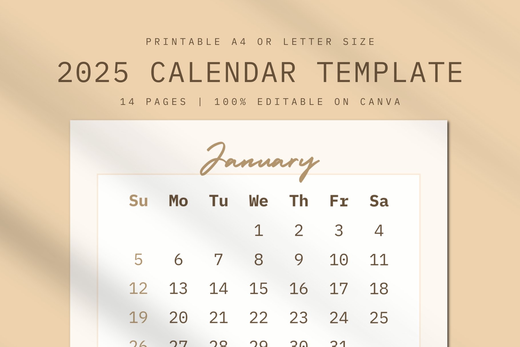 2025 calendar canva template 4930424