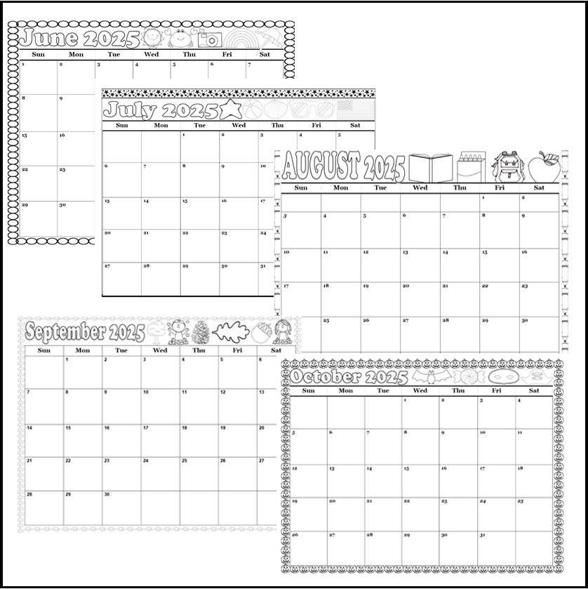 2025 Calendar Coloring Pages 1 Year 12 Months Blank Monthly Calendar Made By Teachers