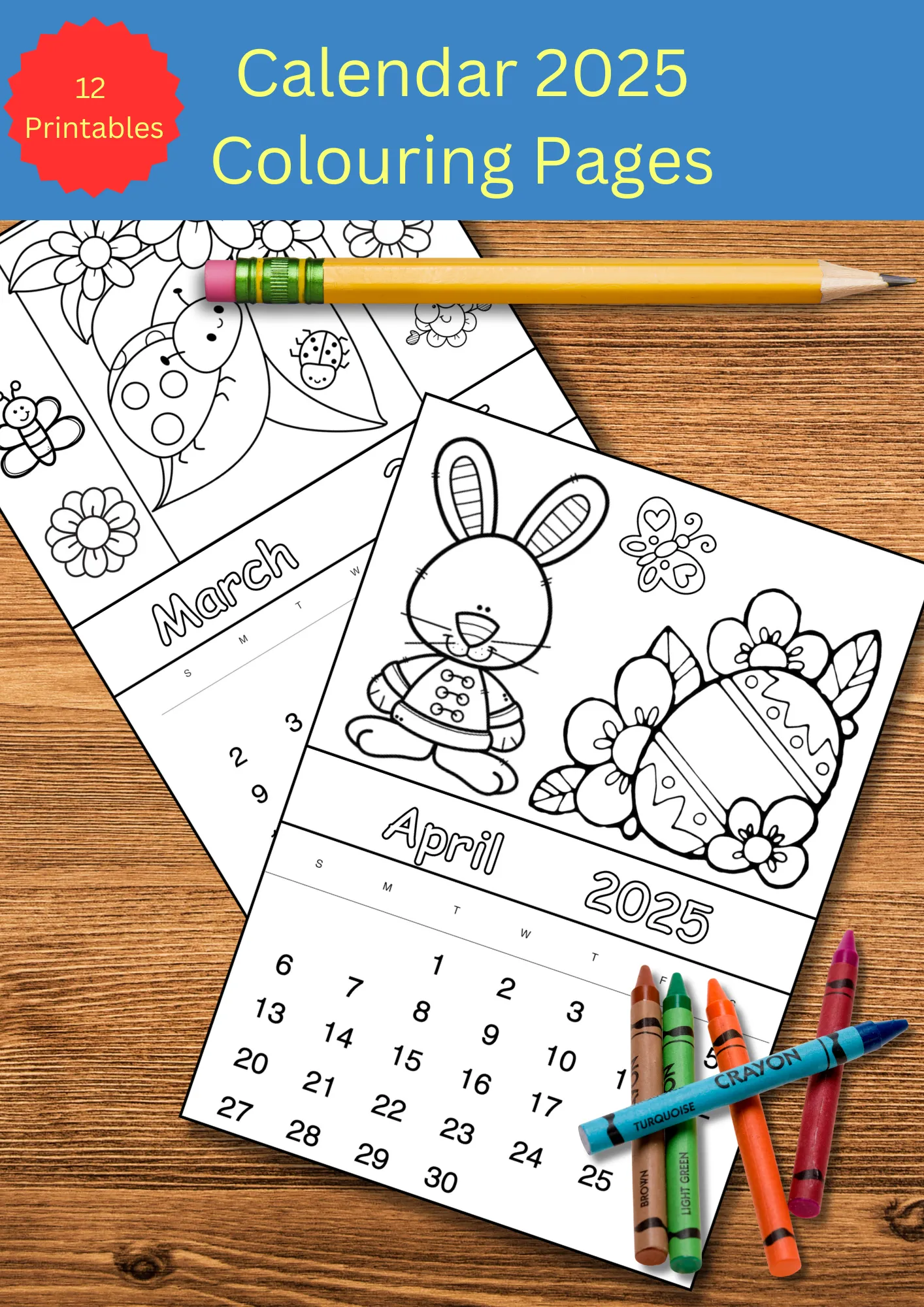 Printable 2025 Calendar Kids Coloring Pages