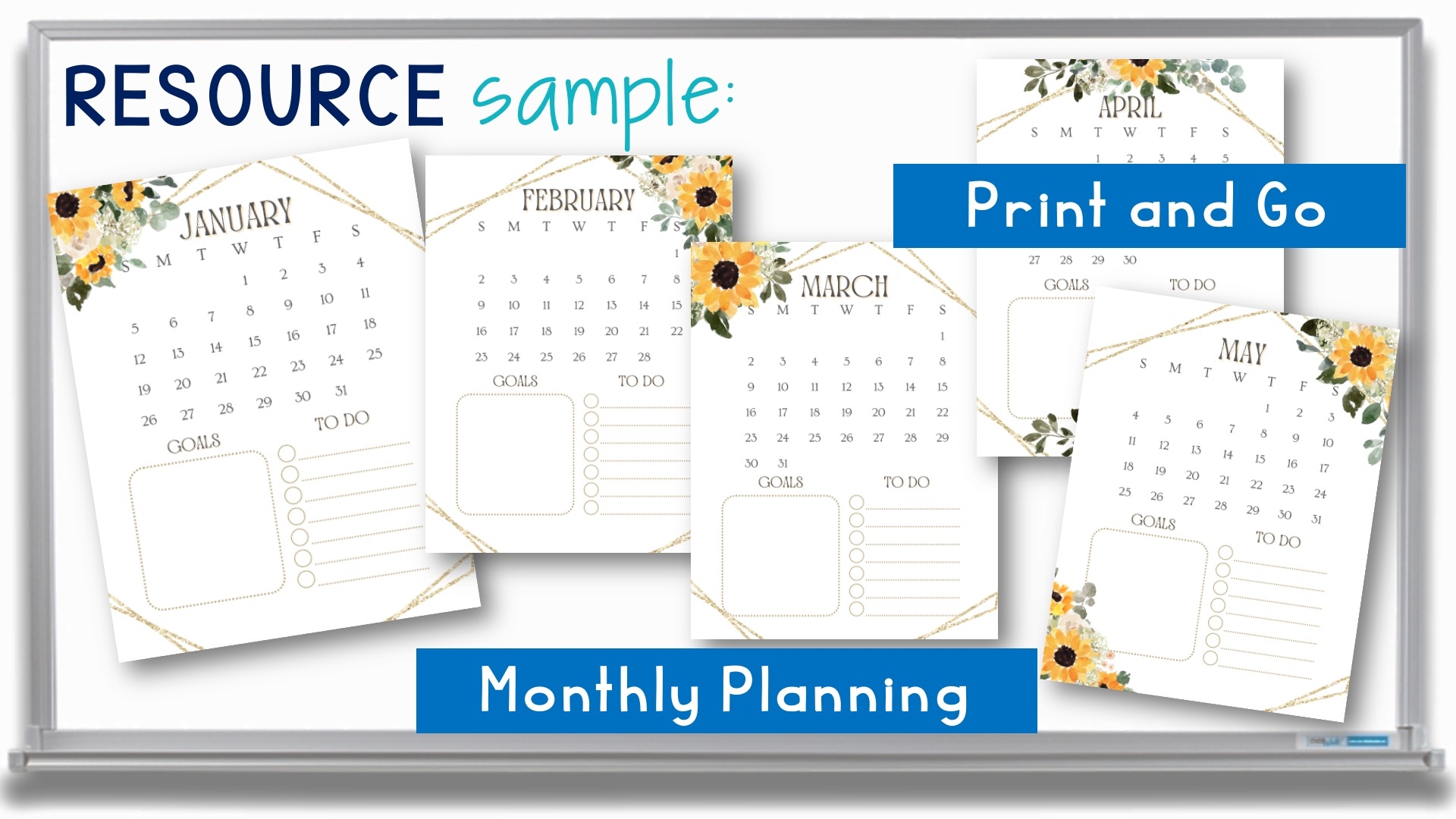 2025 Calendar Planner Printable Journaling Templates Sunflower Monthly Calendar Made By Teachers