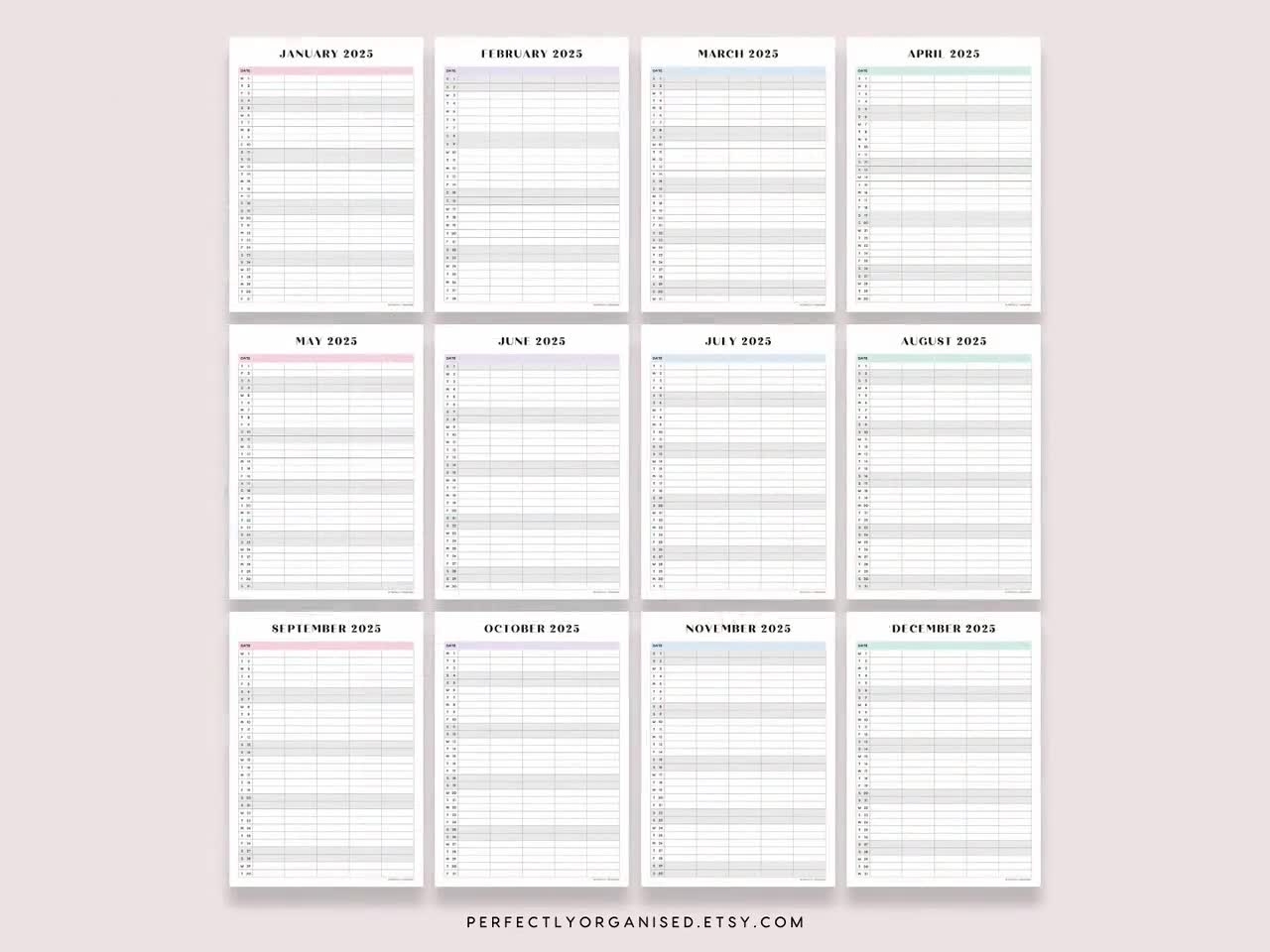 2025 Family Calendar 2025 Family Planner Printable 2025 Desk Calendar 2025 Monthly Calendar Pastel A3 A4 Letter PRINTABLE Etsy