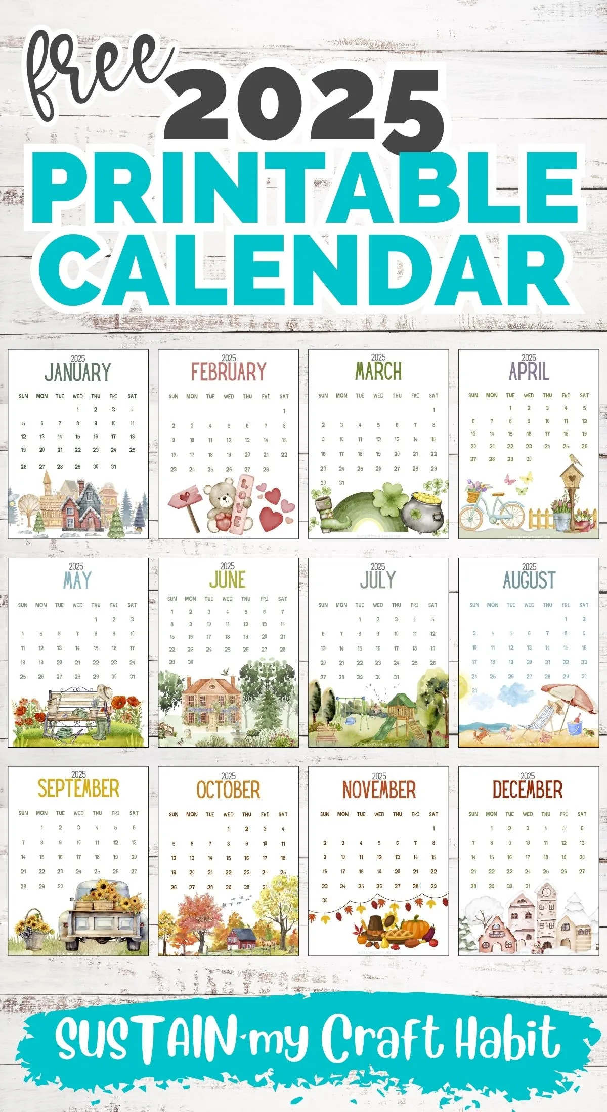 2025 free printable calendar monthly sustain my craft habit