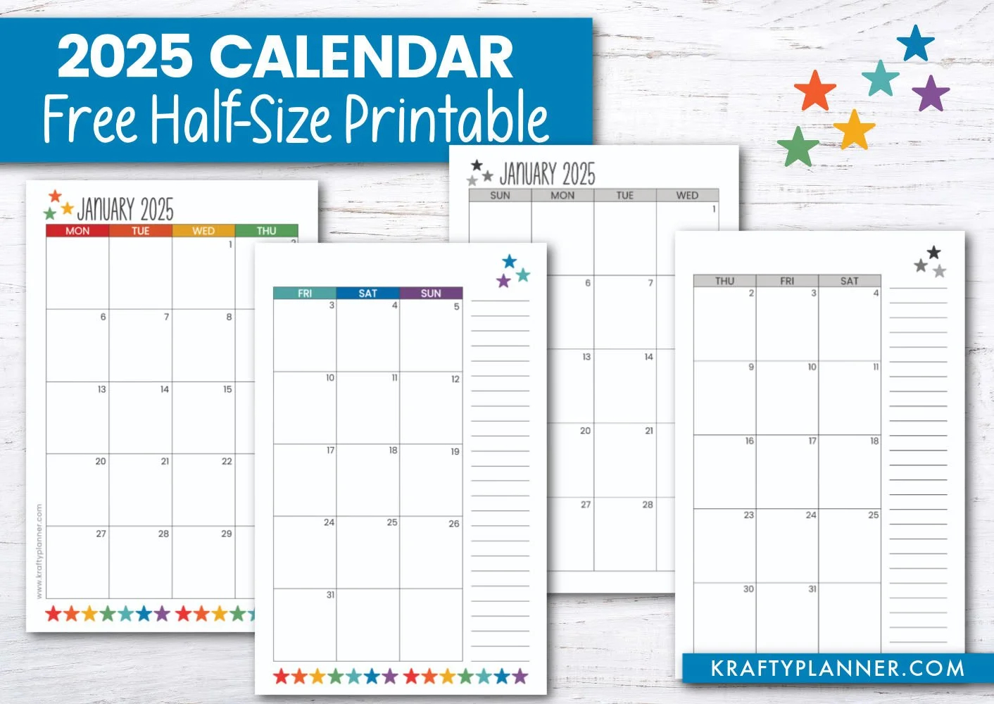 A5 Calendar 2025 Free Printable