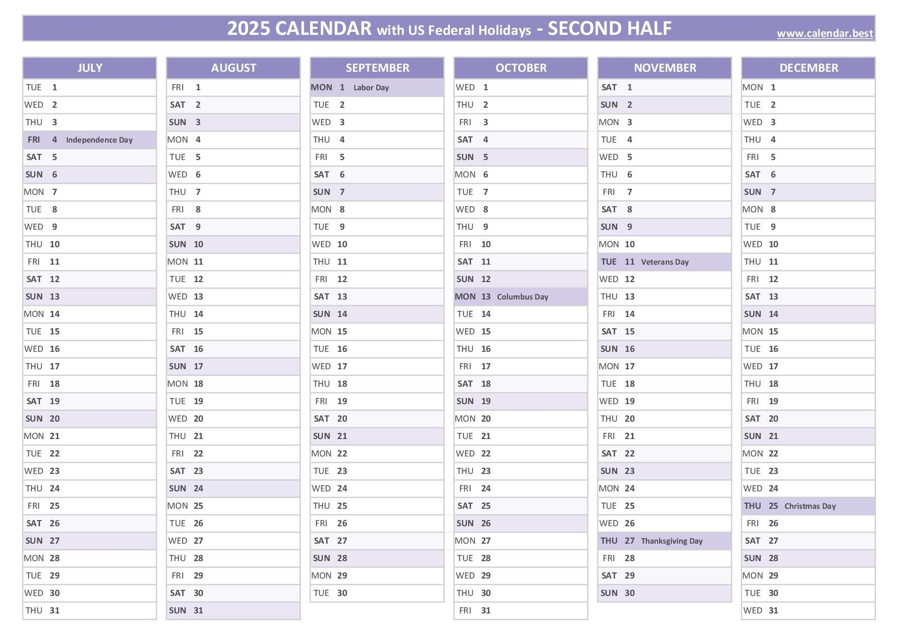 Printable 2025 Calendar With Holidays Fourth Grade
