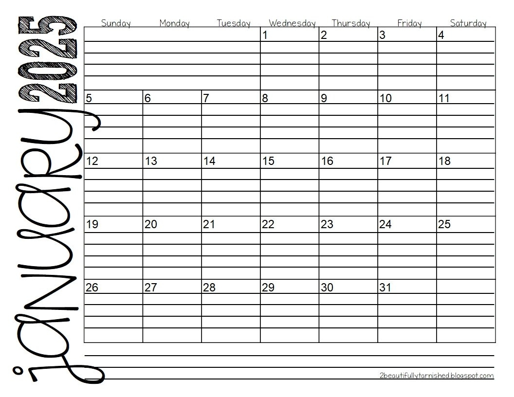 2025 Landscape Lined Unlined Monthly Calendars 8 5x11 LANDSCAPE Jan Dec PDF Printable Download Etsy