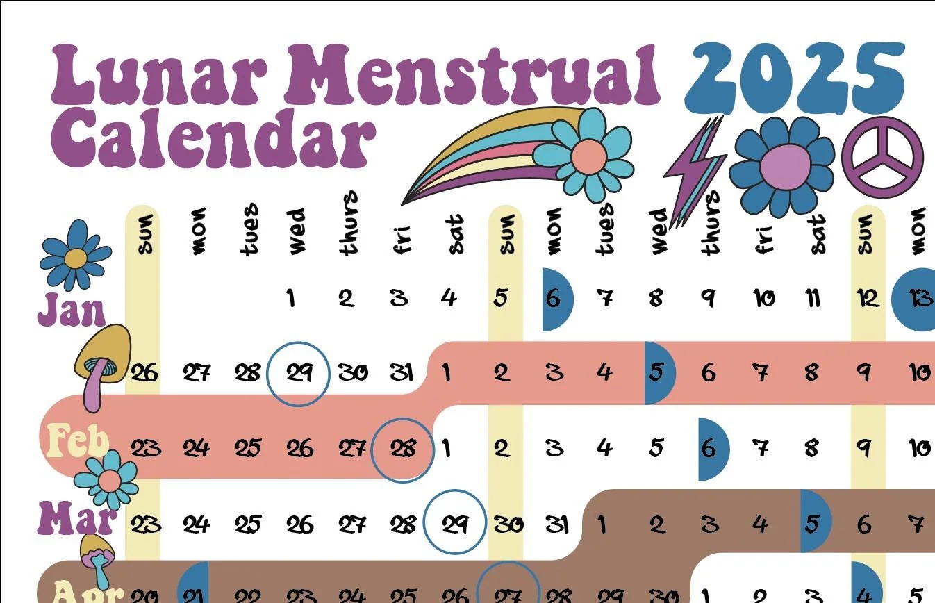 2025 Menstrual Calendar Track Your Period With Phases Of The Moon Etsy