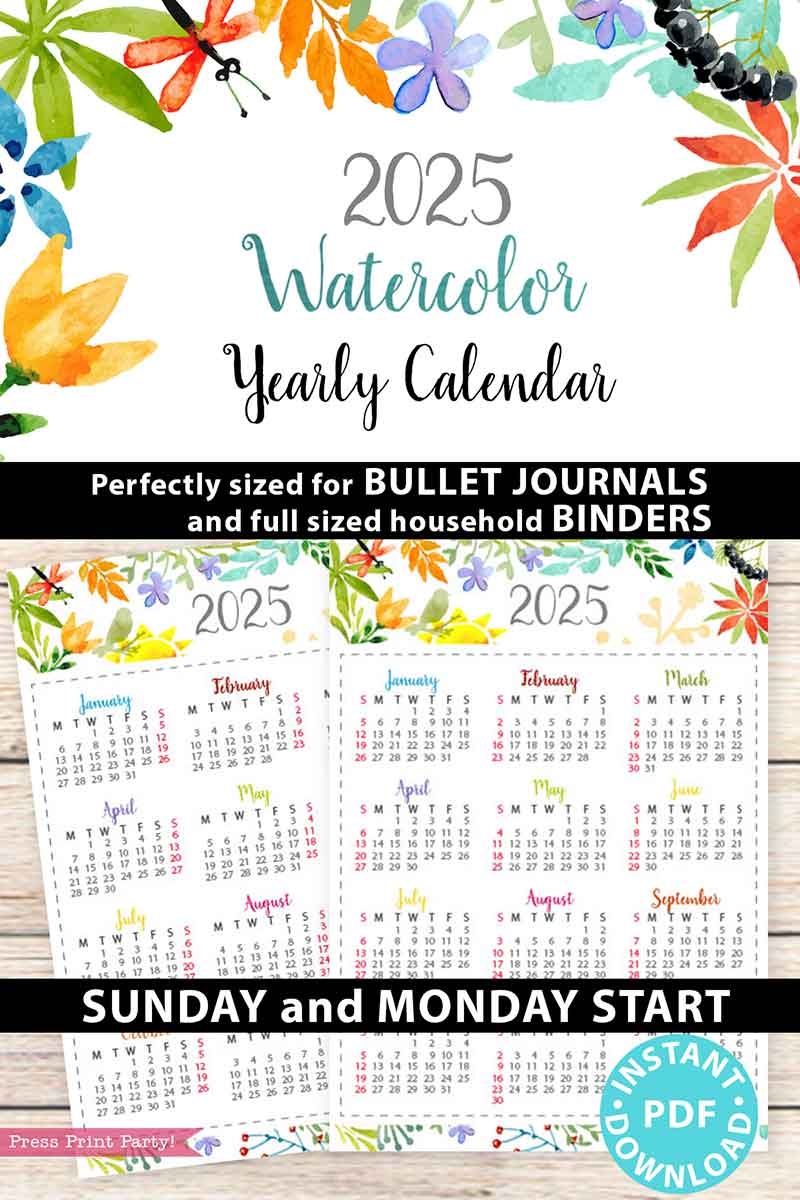 Printable 2025 One Page Calendar