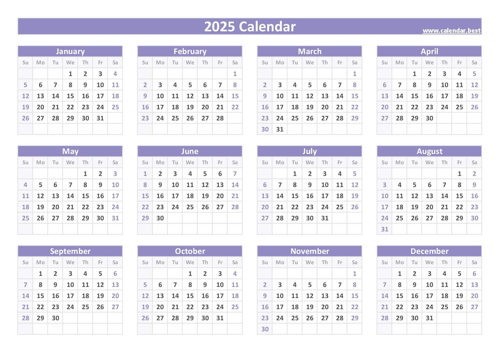 Free Printable Calendar For 2025