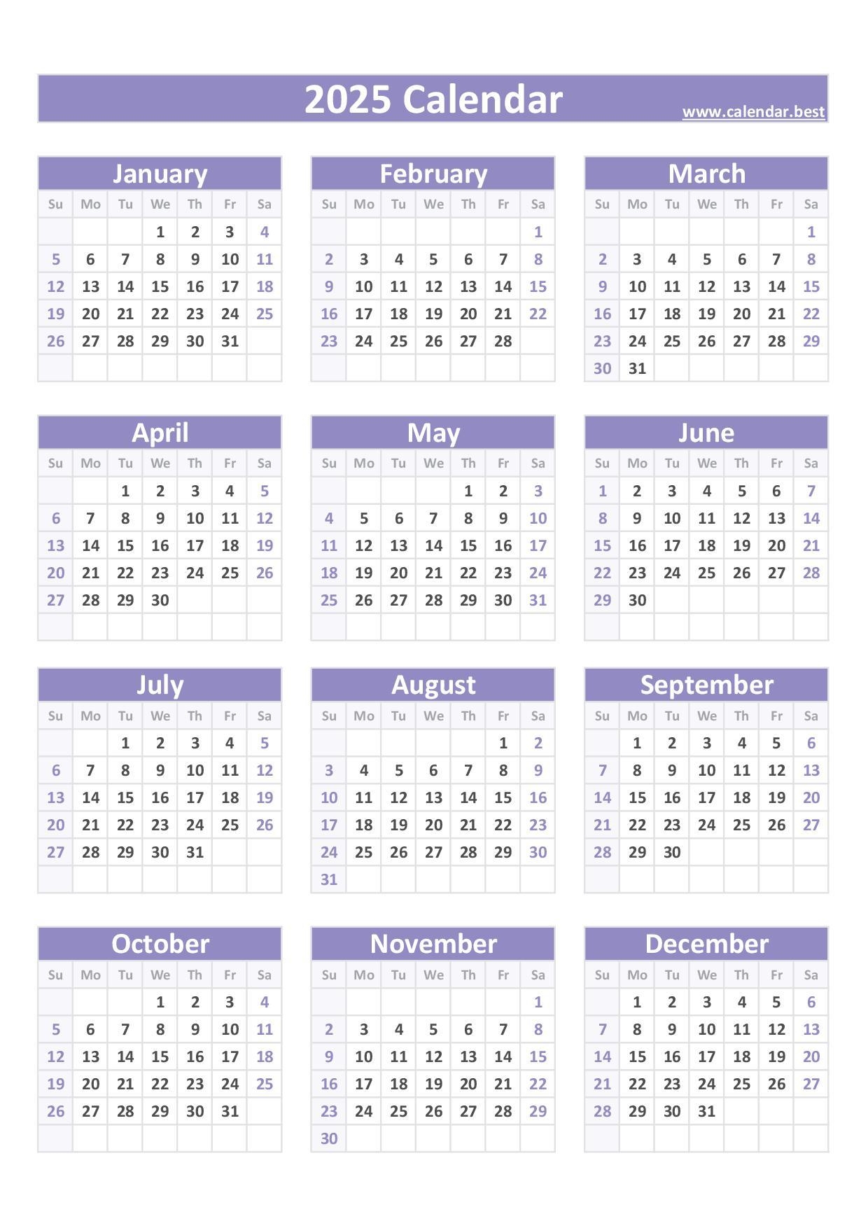 Calendars For 2025 Printable