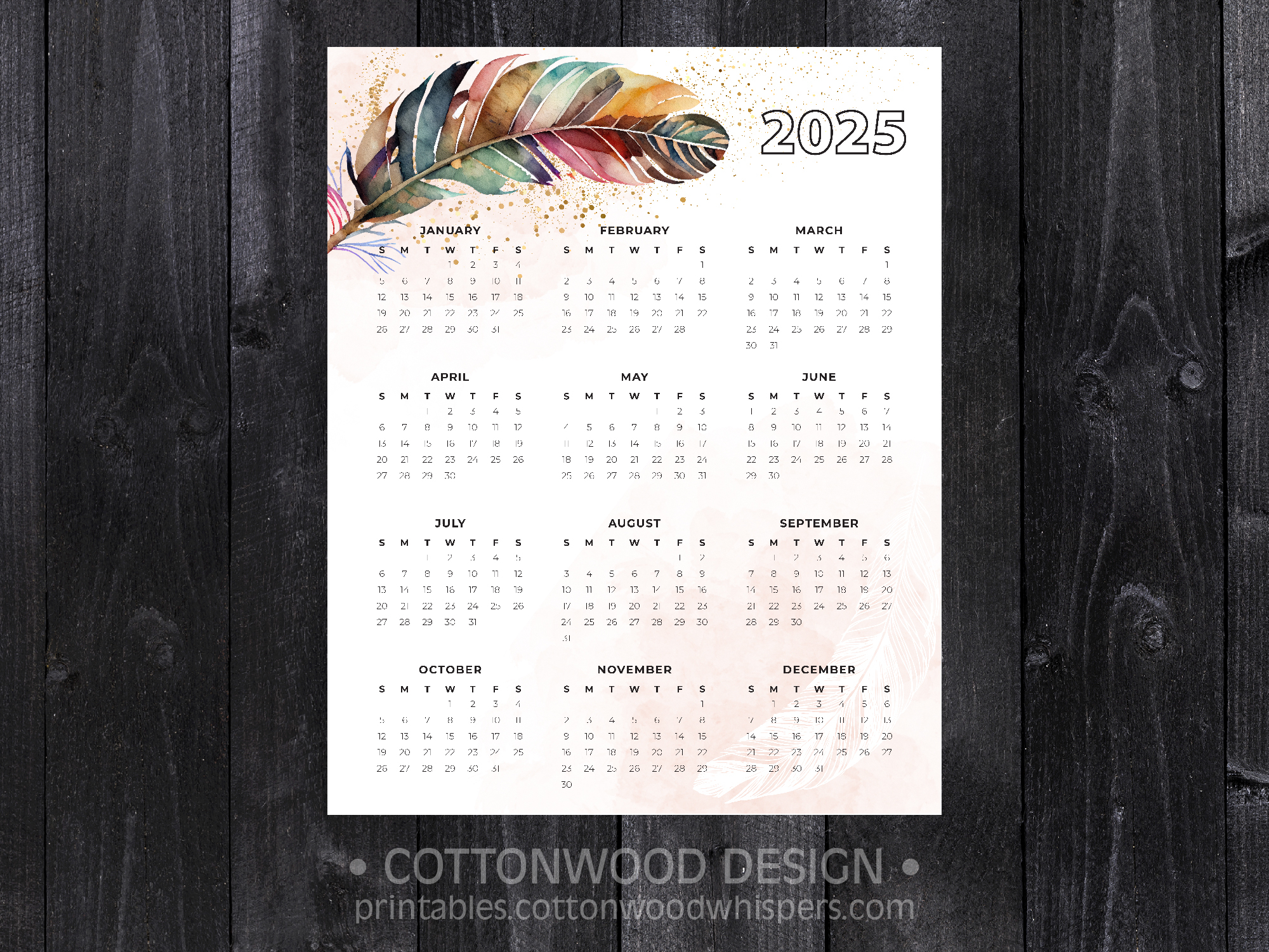 Cute Printable Calendar 2025 Portrait