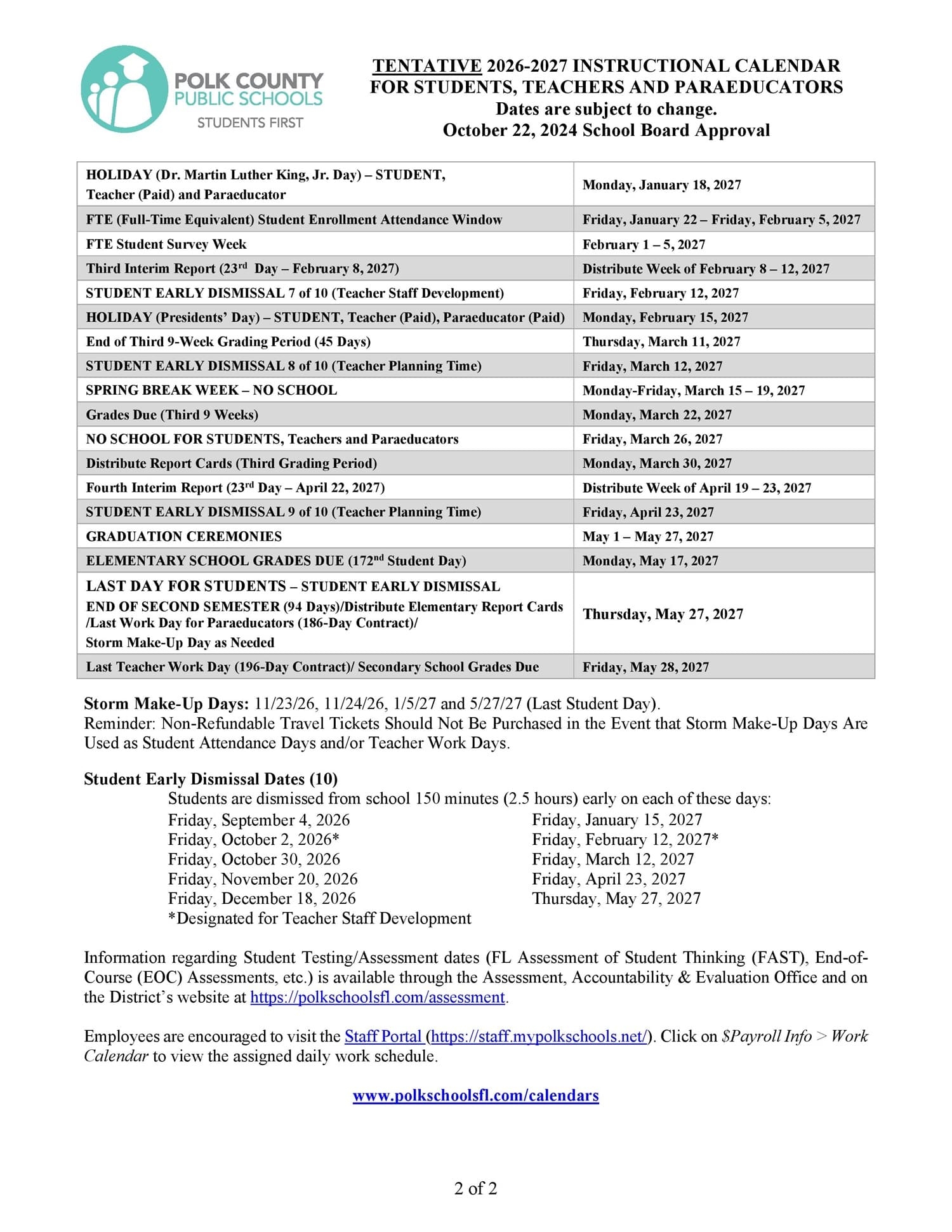 Printable Pinellas County Schools Calendar