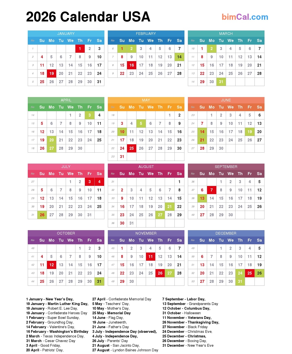 Printable February 2026 Calendar With Holidays