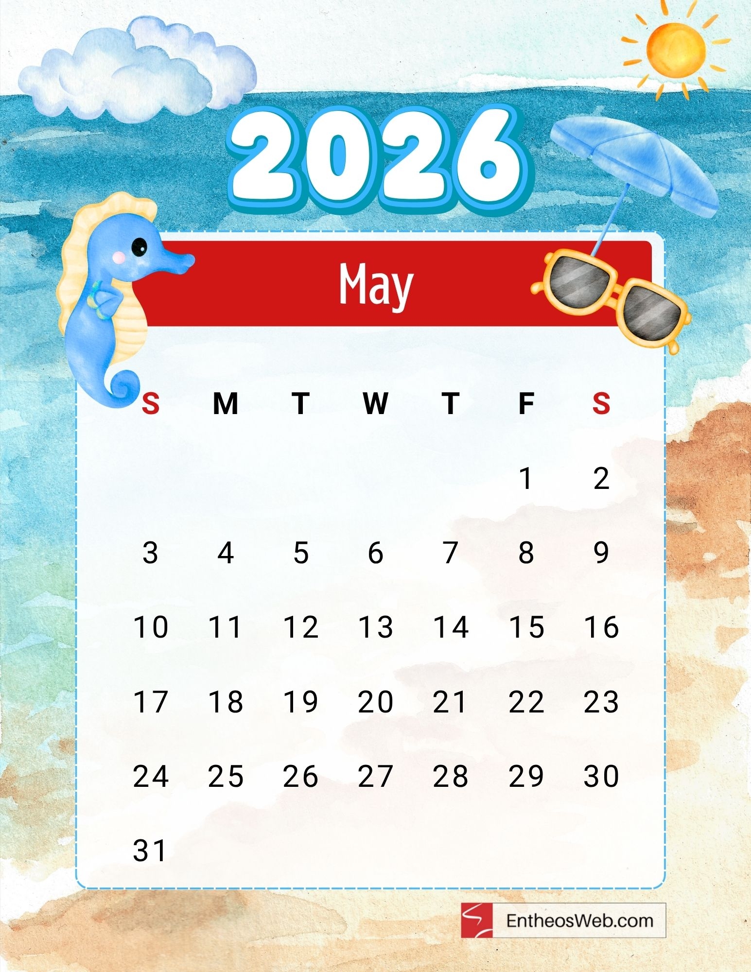 2026 Free Printable Calendar With Ocean Theme Download Now EntheosWeb