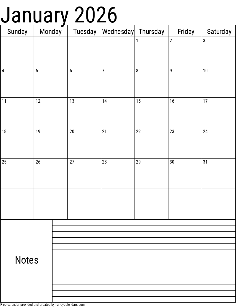 Printable Calendar January February 2026