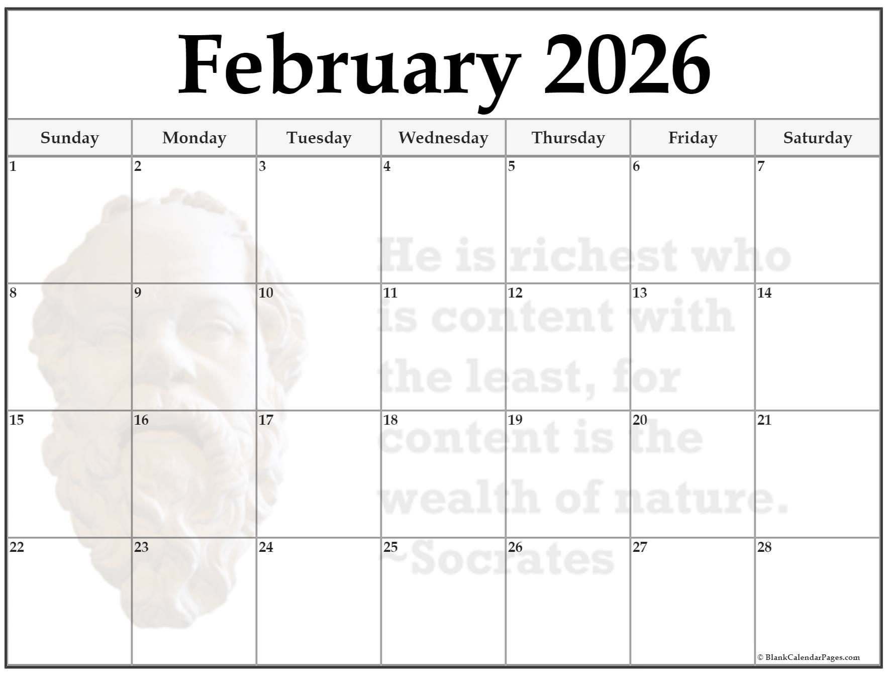 February 2026 Printable Calendar