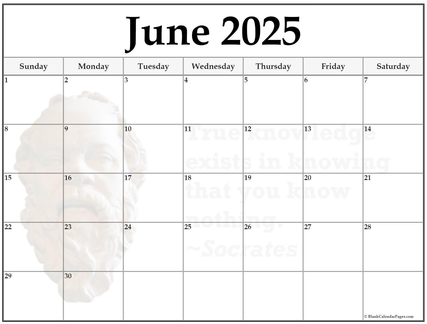 Free Printable June Calendar