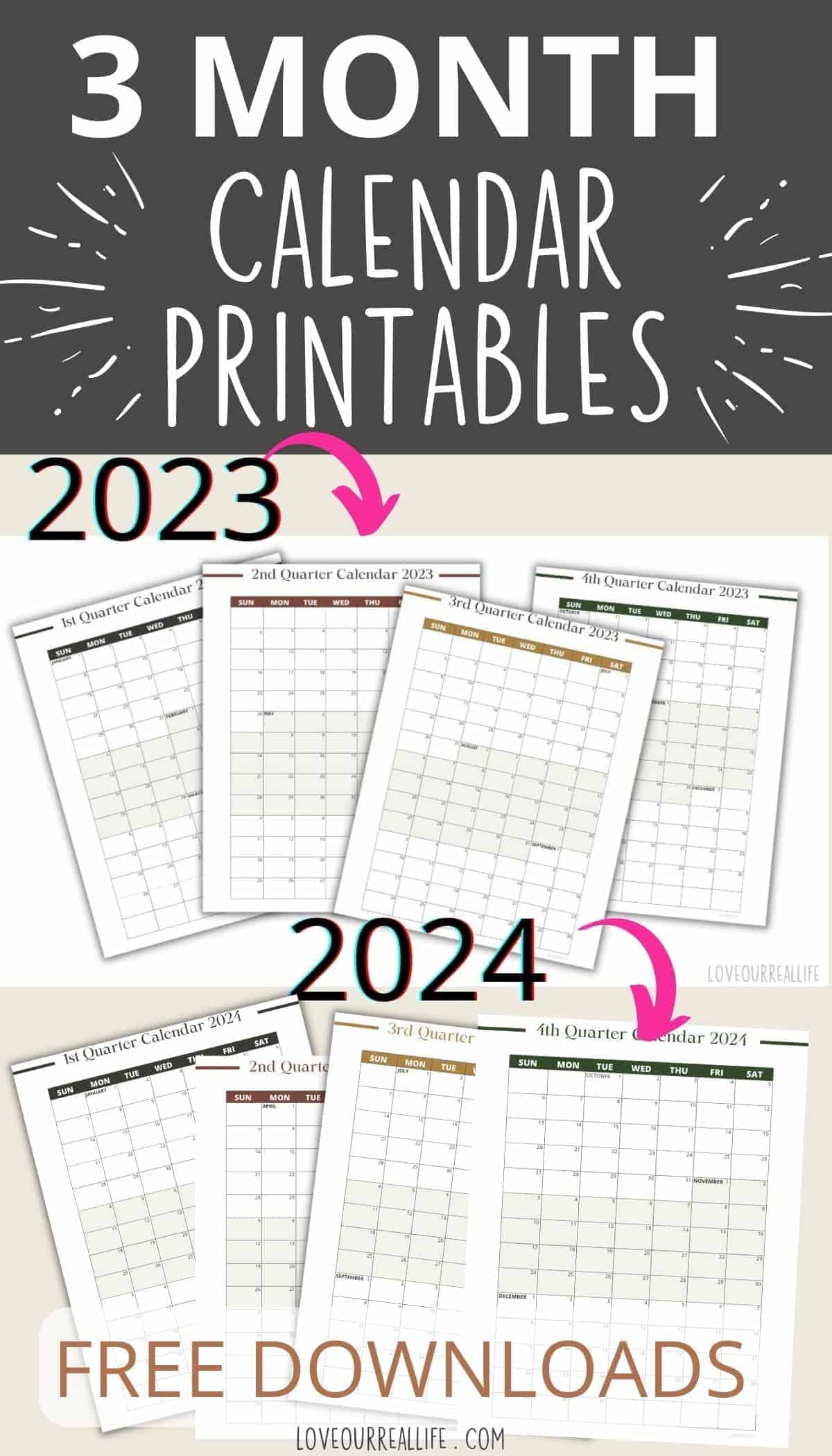 3 Month Calendar Printable Story Love Our Real Life