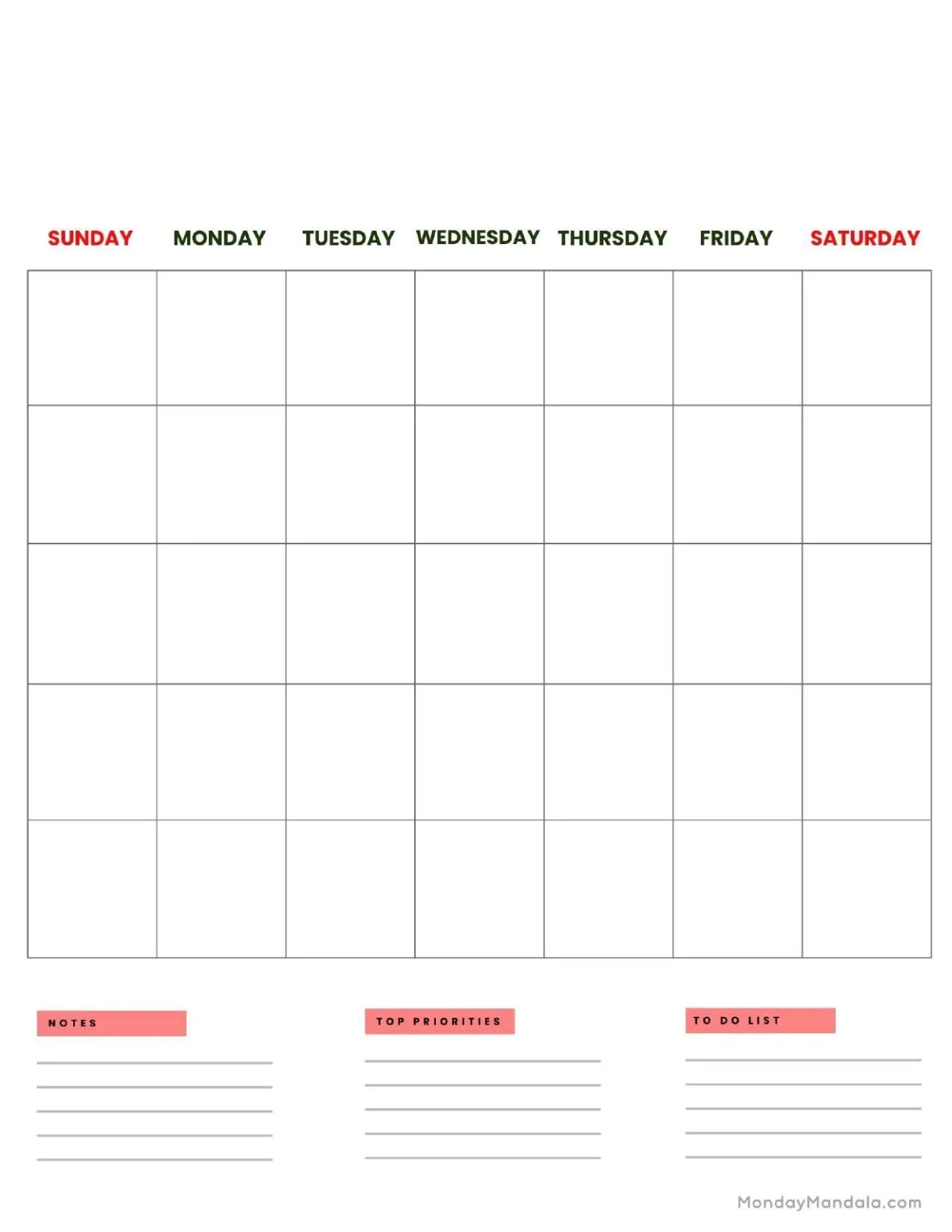 32 Blank Calendar Templates Free PDF Printables 
