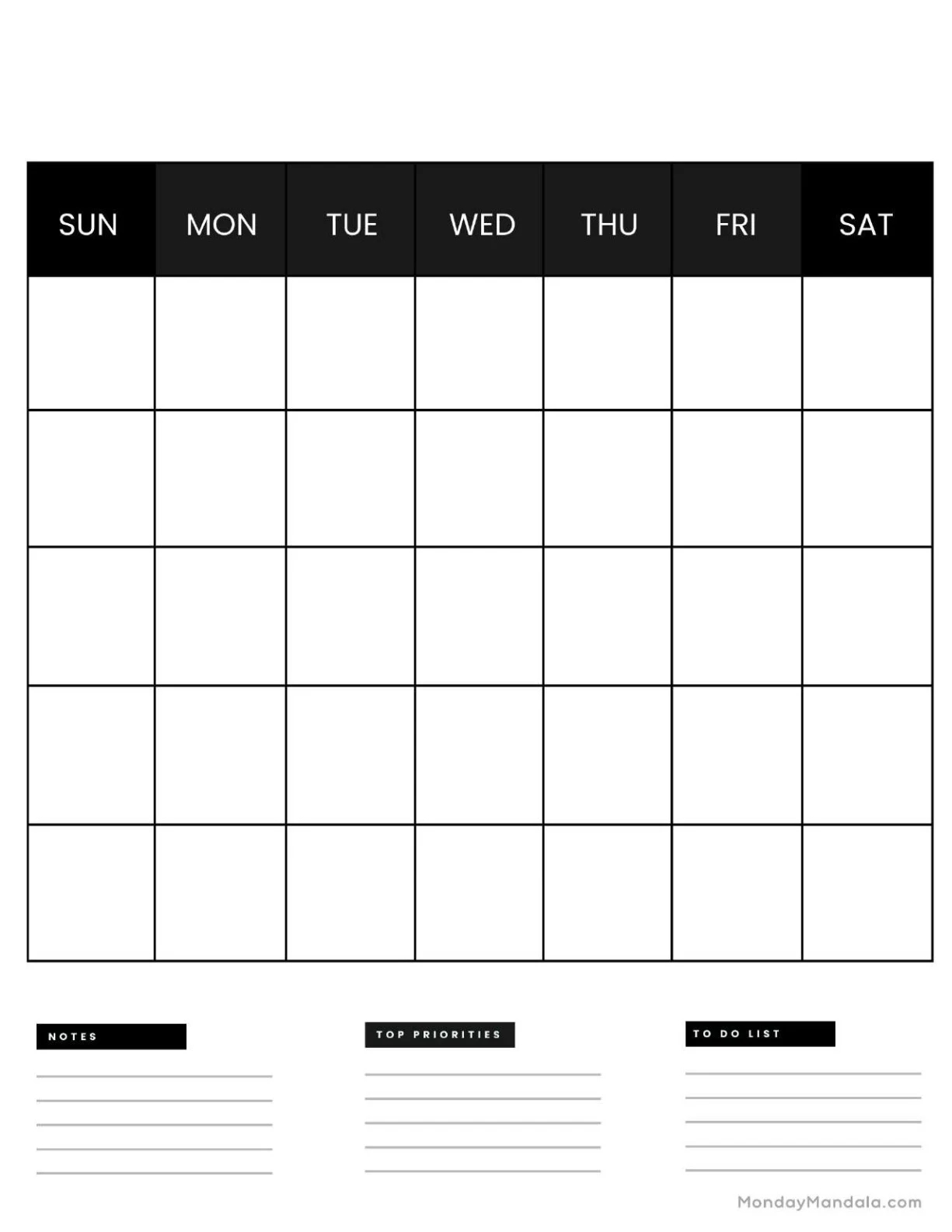 Printable Empty Calendar