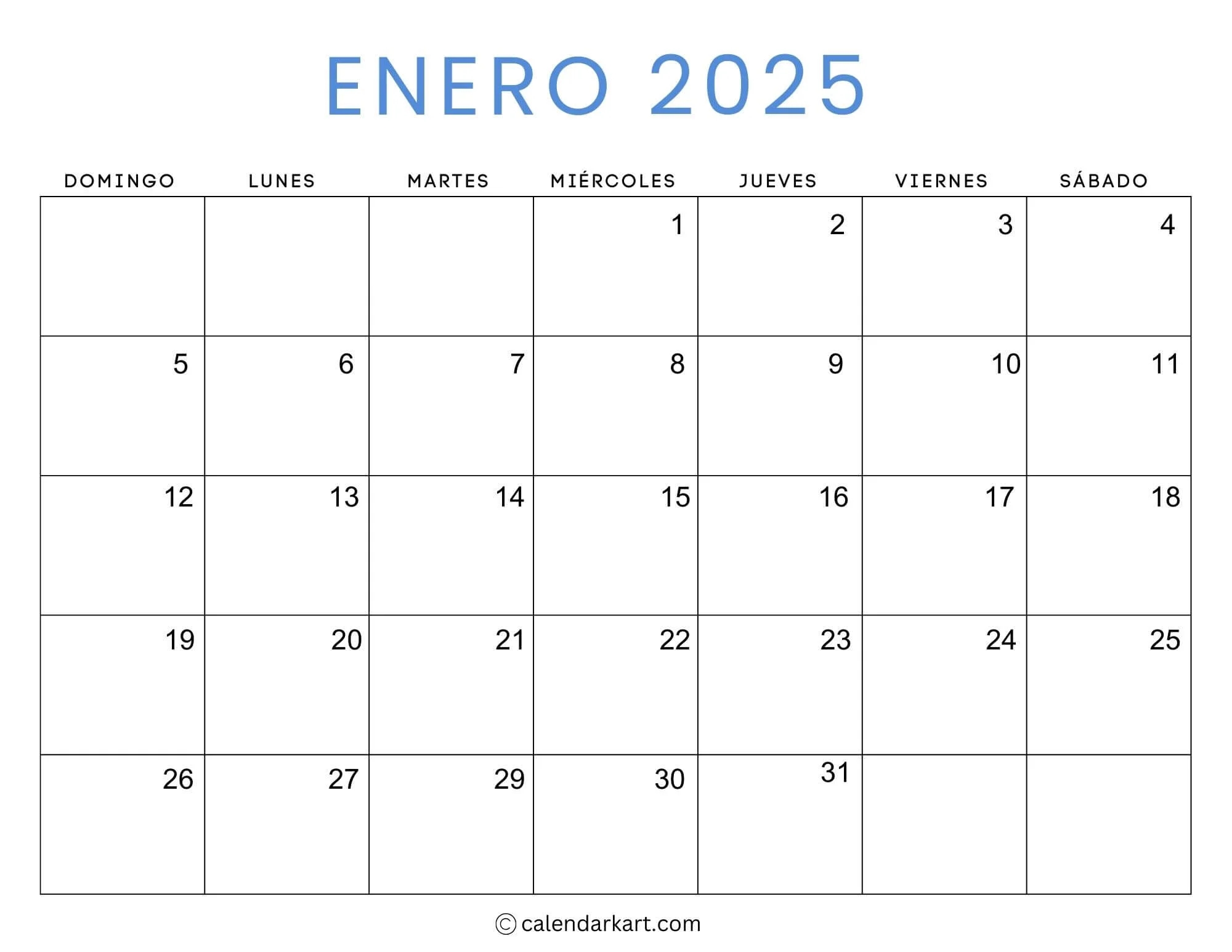 40 Printable January 2025 Calendars Free Pdf Calendarkart