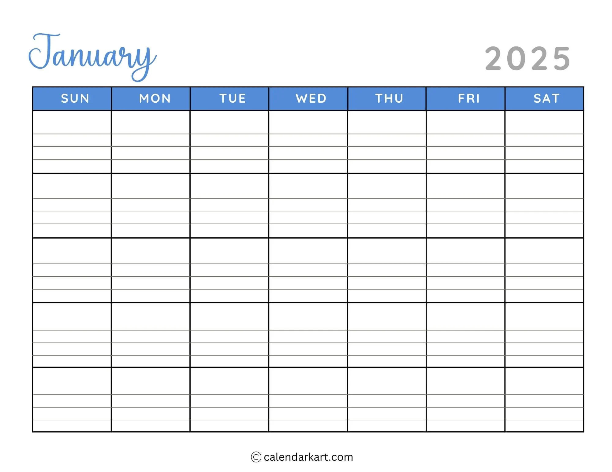 January 25 Calendar Printable