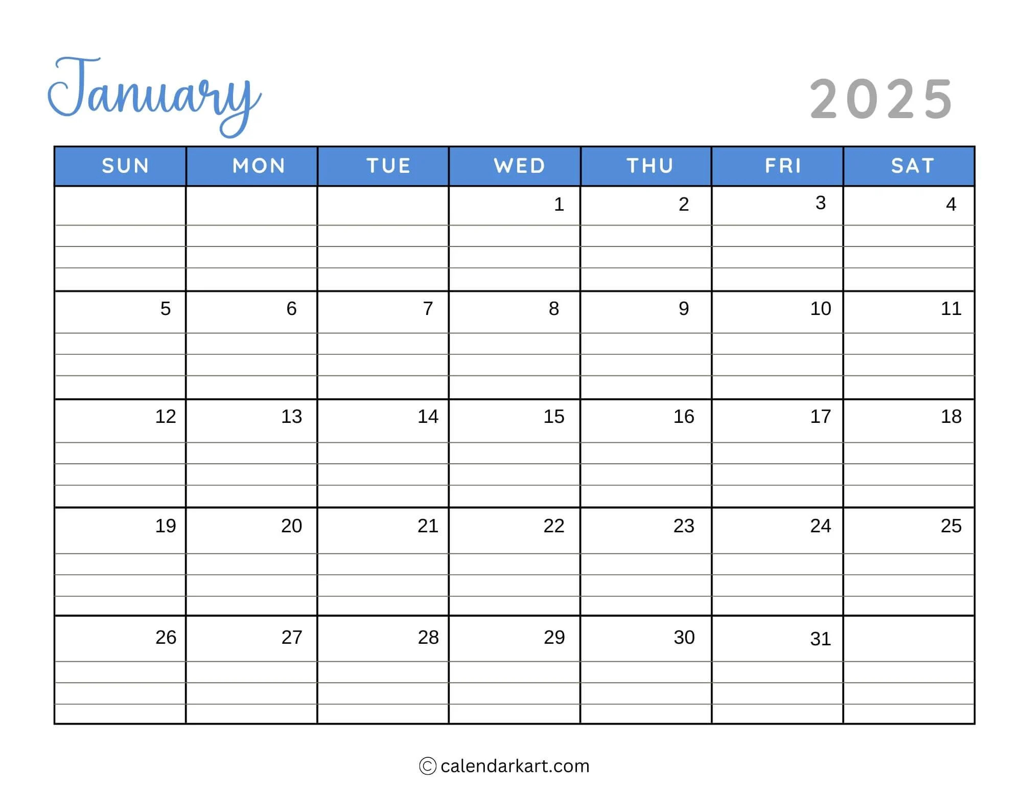 Printable 2025 Calendar Overview