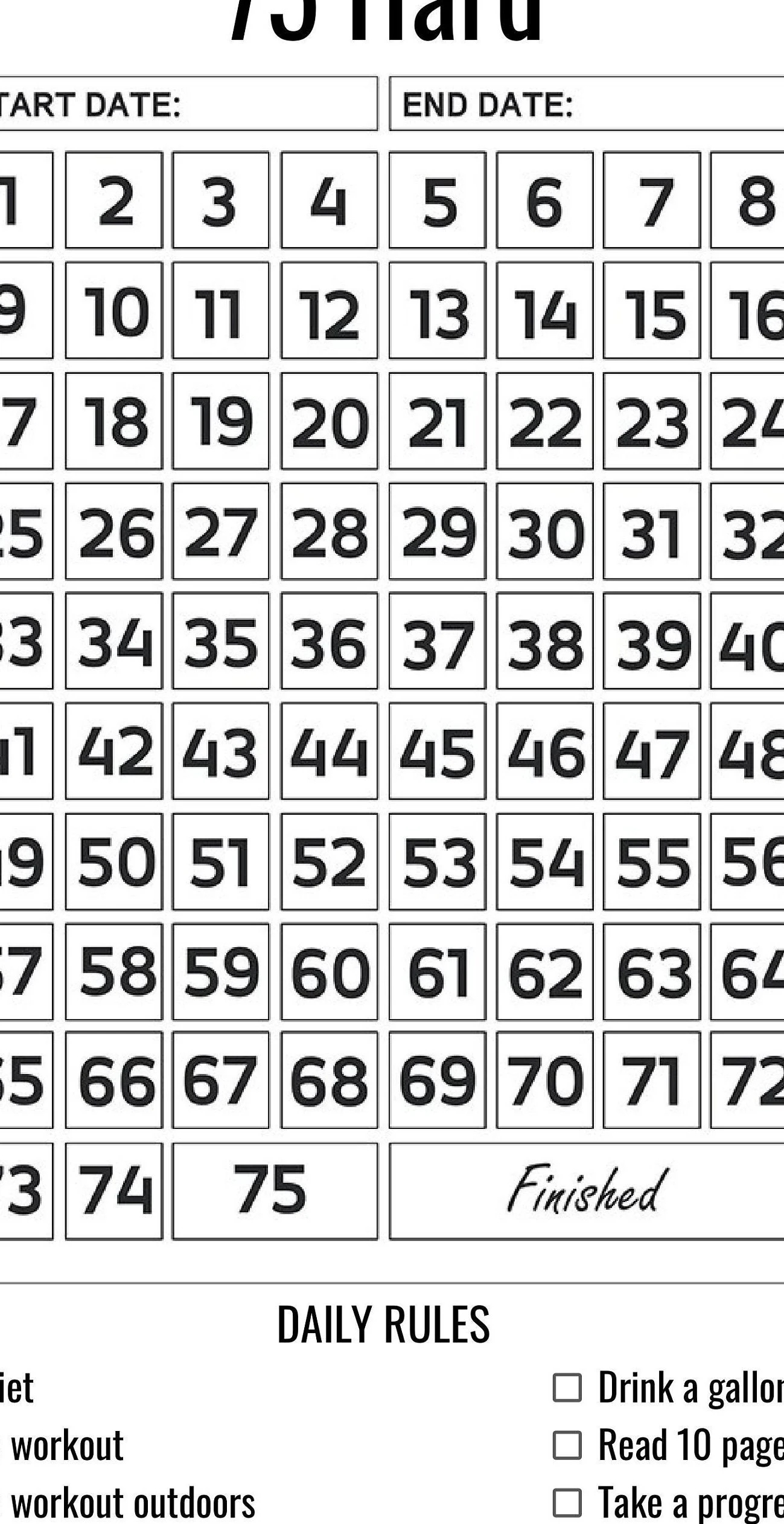 75 Hard Challenge Kalender PDF Etsy de