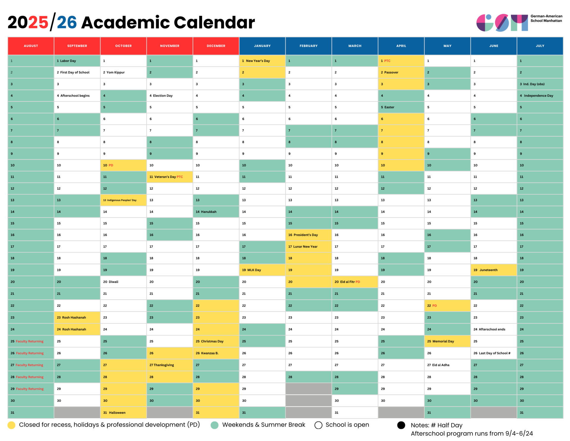 Academic Calendar Events German American School Manhattan