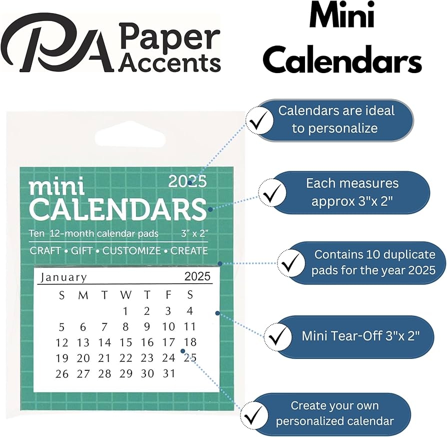 Accent Design Paper Accents Mini Tear Off Calendar Dated 2025 3 X 2 10 Sets Small Calendar Mini Calendar Mini Desk Calendar Tear Off Calendar Desk Calendar Small Amazon de Stationery Office Supplies