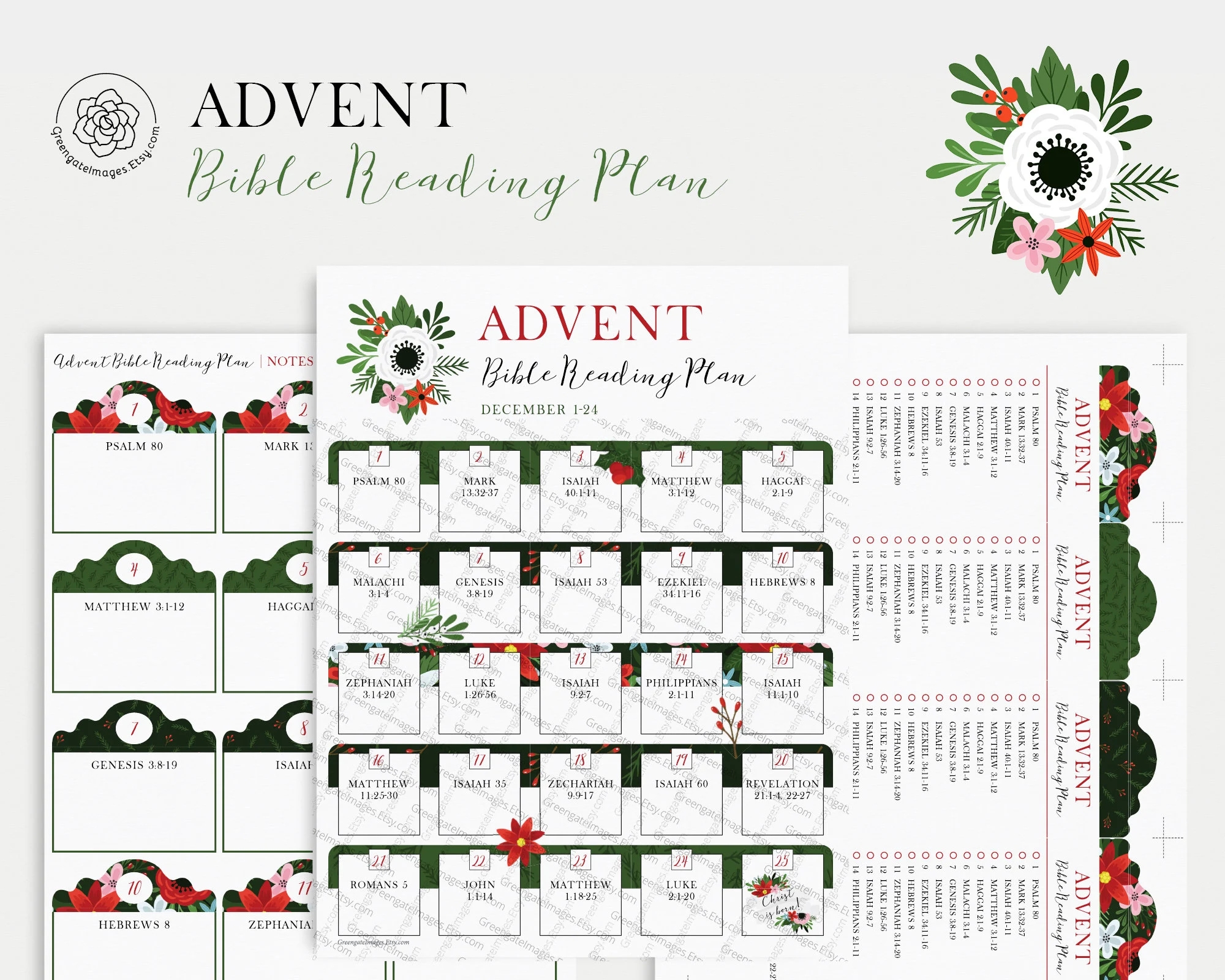 Advent Bible Reading Plan PRINTABLE Advent Calendar Advent Bookmarks Bible Passages And Note Taking Bible Schedule Christmas Reading Etsy