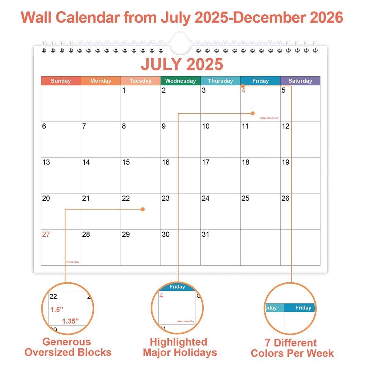 Amazon 2025 2026 Calendar 18 Months Calendar From July 2025 December 2026 Calendar 2025 2026 With Thick Paper 8 5 X 11 Colorful Office Products