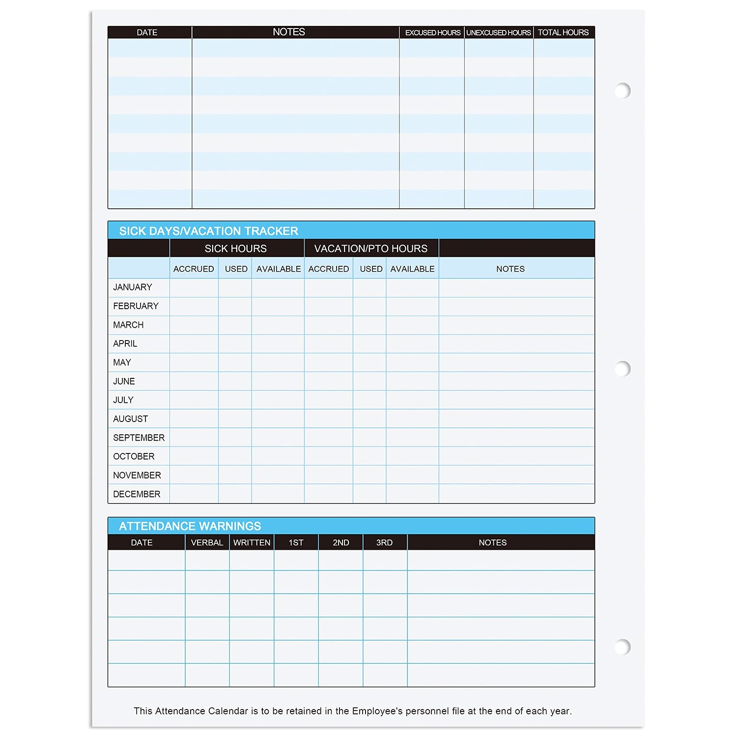 2025 Employee Attendance Calendar Printable Free