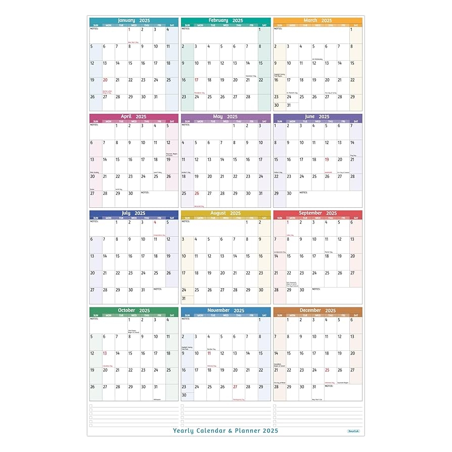 Large Box Printable Calendar 2025