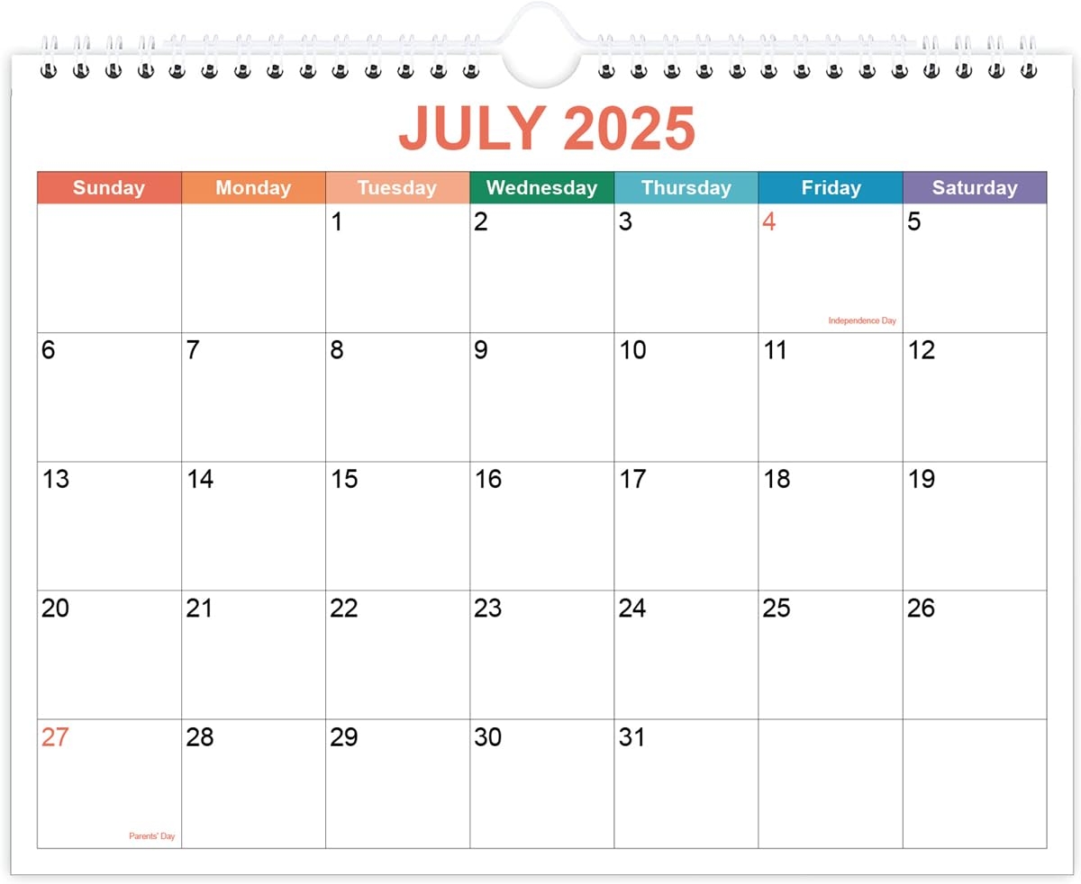 Amazon Calendar 2025 2026 Wall Calendar 2025 2026 From July 2025 December 2026 18 Months Calendar With Premium Paper Twin Wire Binding Hanging Hook 8 5 X 11 Colorful Office Products