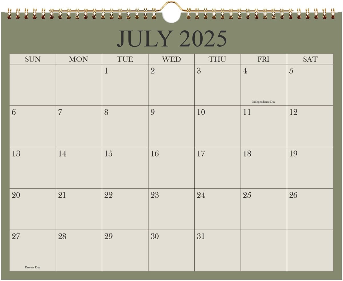 Amazon Calendar 2025 2026 Wall Calendar 2025 2026 From July 2025 December 2026 18 Months Calendar With Premium Paper Twin Wire Binding Hanging Hook 8 5 X 11 Green Office Products