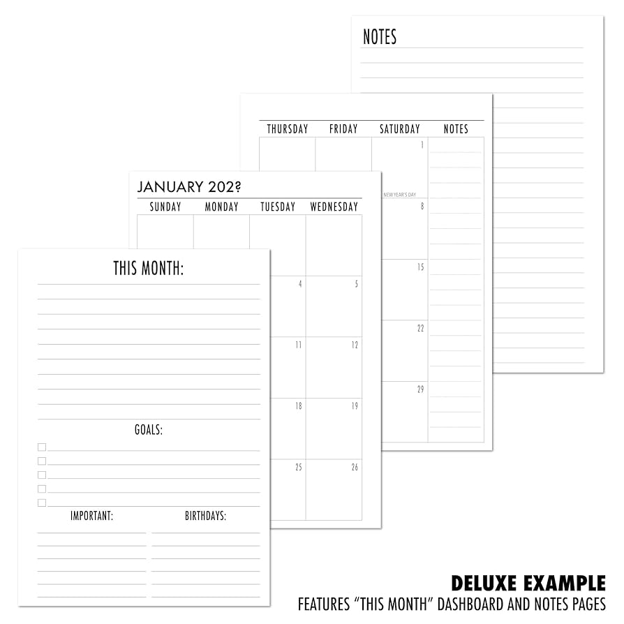 Amazon Half Size Rainbow Month On 2 Pages Planner Refill For 7 Or 3 Ring Binders January December 2025 5 5 X 8 5 Monthly View 12 Month Diary Filler Full Year Color Jan 25 Dec 25 Office Products