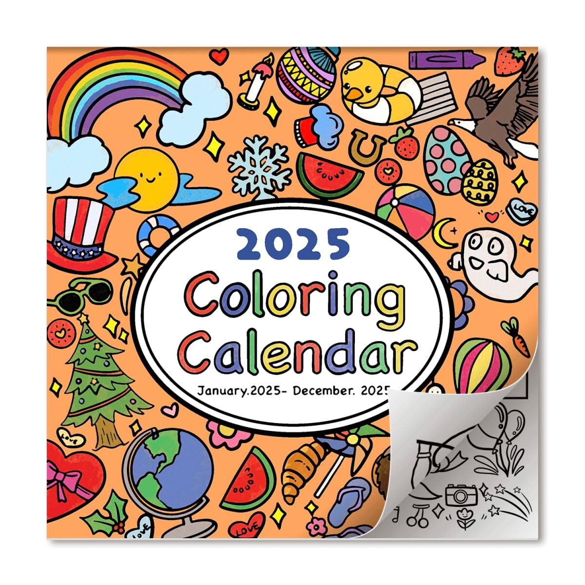 Amazon Himache 2025 Coloring Kids Wall Calendar With Unique Illustrated Images 12 X 24 Open 12 Months Jan Dec 2025 Wall Calendar For Kids Home Schooling Classroom Family Use Office Products