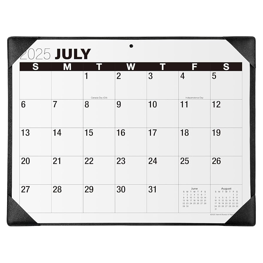 Amazon Nekmit 2025 2026 Desk Calendar Large Print Desk Calendar With Desktop Mat 21 X 16 1 2 Runs From Now To June 2026 For Home And Office Black Office Products