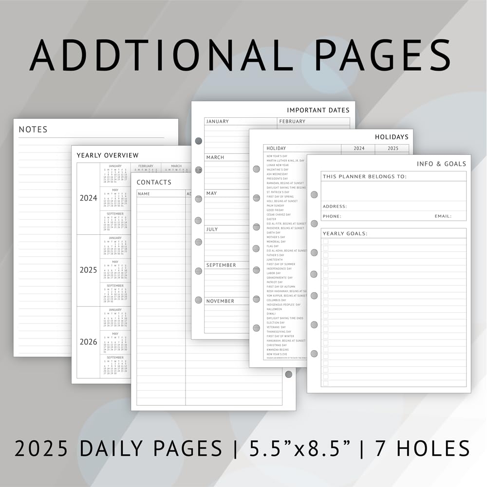 Amazon Newestor 2025 Daily Planner Refills For 3 Ring Mini Binder One Page Per Day Mon Fri Daily Schedule To Do List Monthly Tabs 7 Holes 5 1 2 X 8 1 2 Office Products
