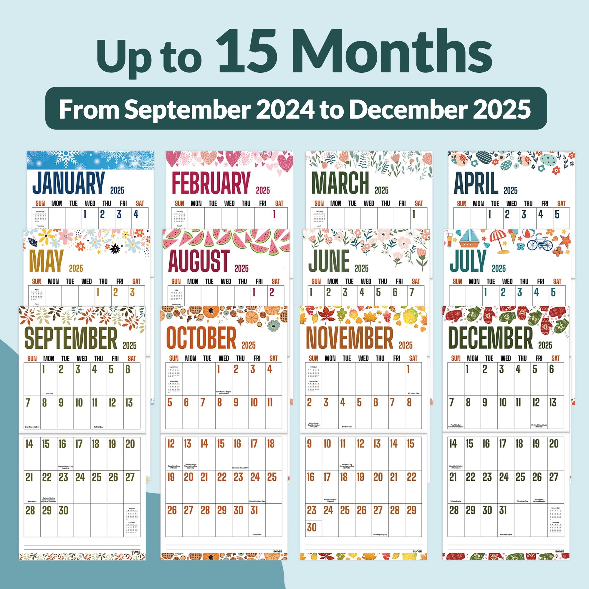 September Through December 2025 Calendar Printable