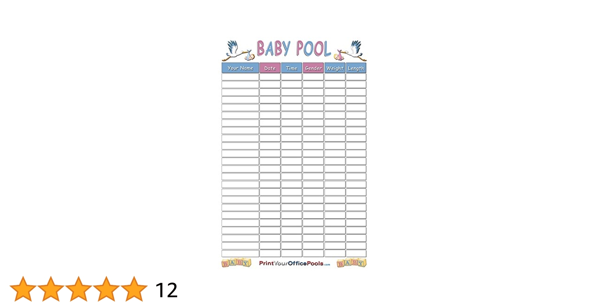 Amazon Zieglerworld 22 X 34 Baby Birth Pregnancy Due Date Prediction Game Poster Great For Baby Showers Reusable Erasable Baby