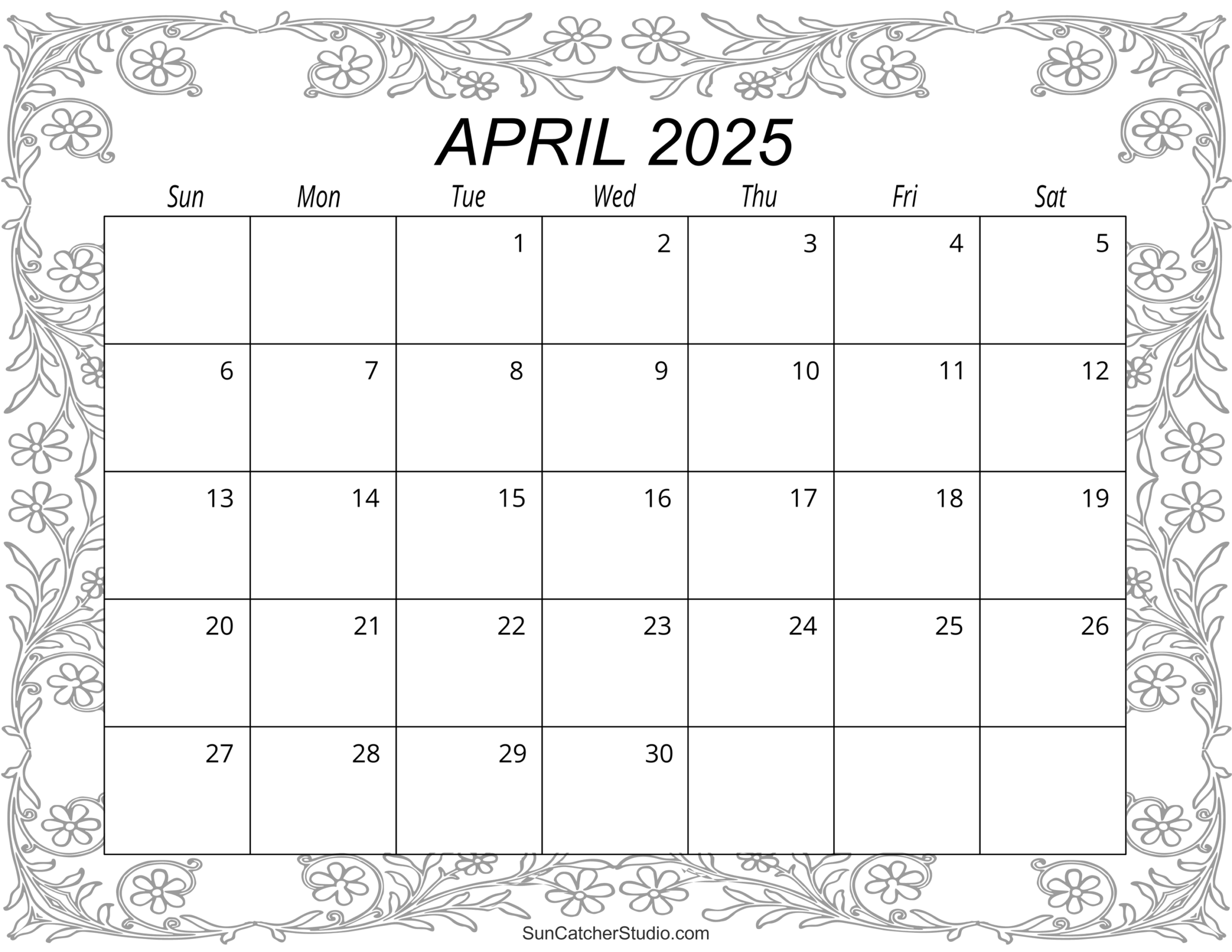 Free April Calendar Printable