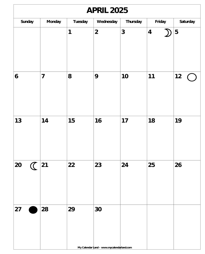 april 2025 calendar my calendar land