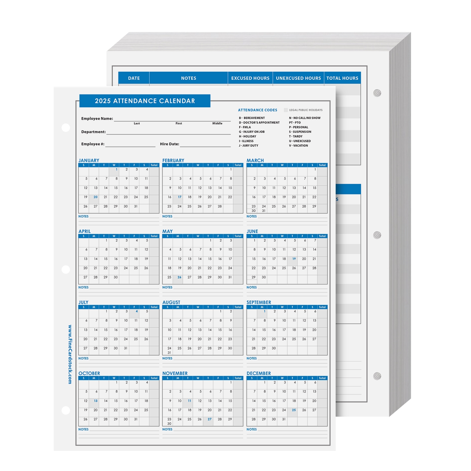 Attendance Calendar Year Of 2025 Bulk And Wholesale Fine Cardstock Attendance Calendar Year Of 2025 Bulk And Wholesale Fine Cardstock