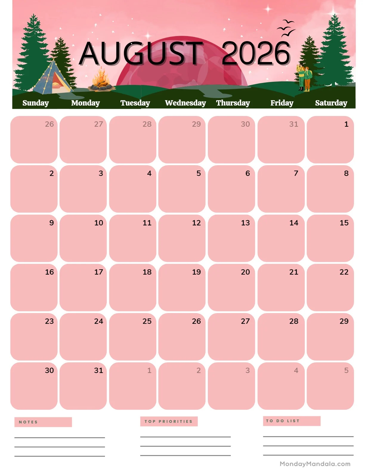august 2026 calendars 52 free pdf printables
