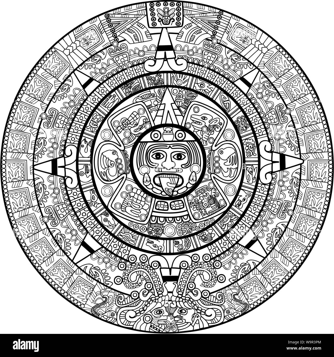 Aztec Calendar Vector Black And White Stock Photos Images Alamy