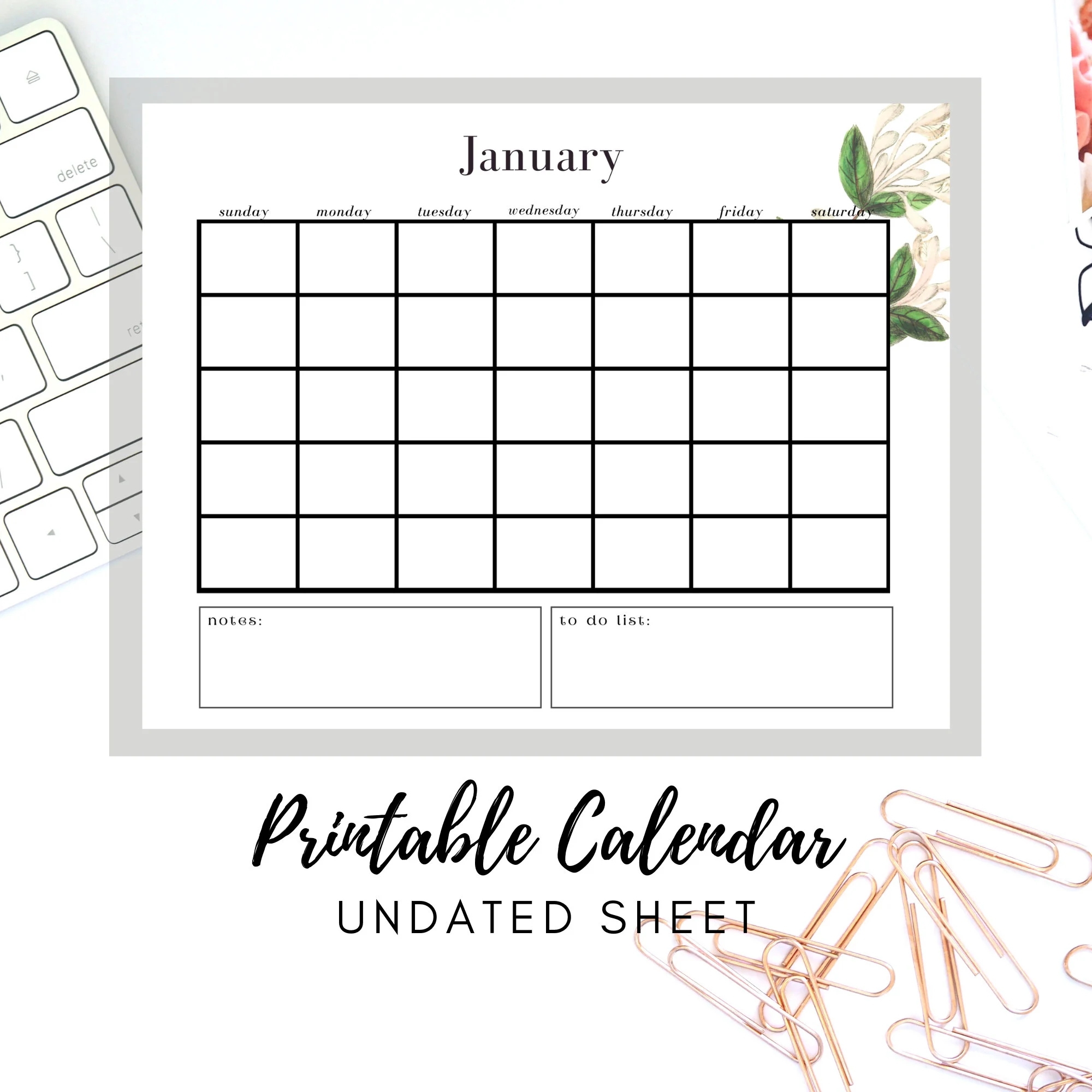 January Free Printable Calendar