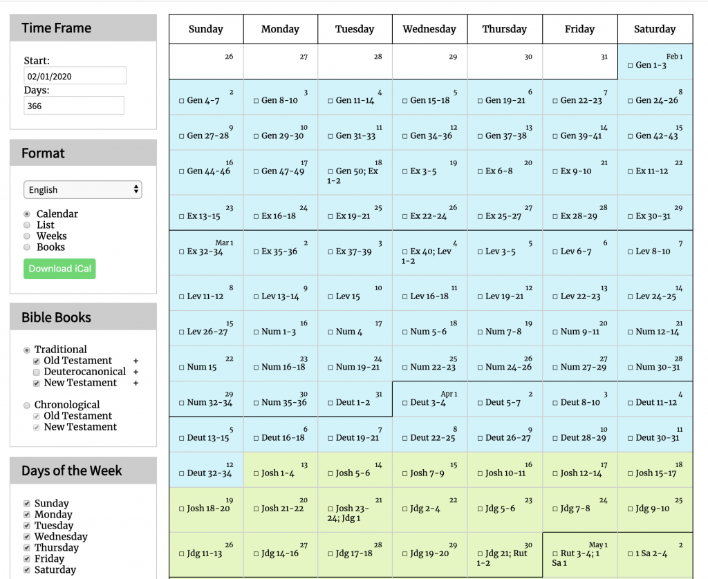 Bible Reading Plan Generator John Dyer