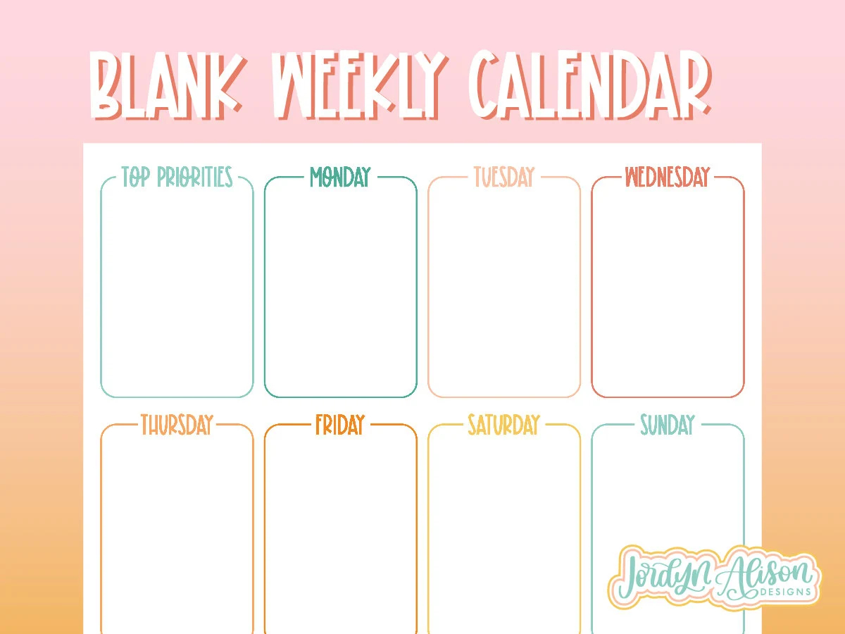 A Blank Weekly Calendar Printable